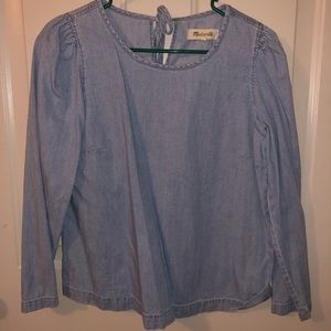 Madewell chambray denim tieback top small